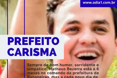 Prefeito Carisma: De bom humor, sorridente e simpático, Matheus Bezerra está à 6 meses no comando da prefeitura de Bananeiras, mas a cada novo dia de gestão parece ser o seu primeiro dia de trabalho