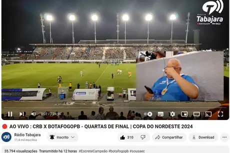 Rádio Tabajara é líder em audiência na cobertura do jogo do CRB-AL e Botafogo-PB; veja os números